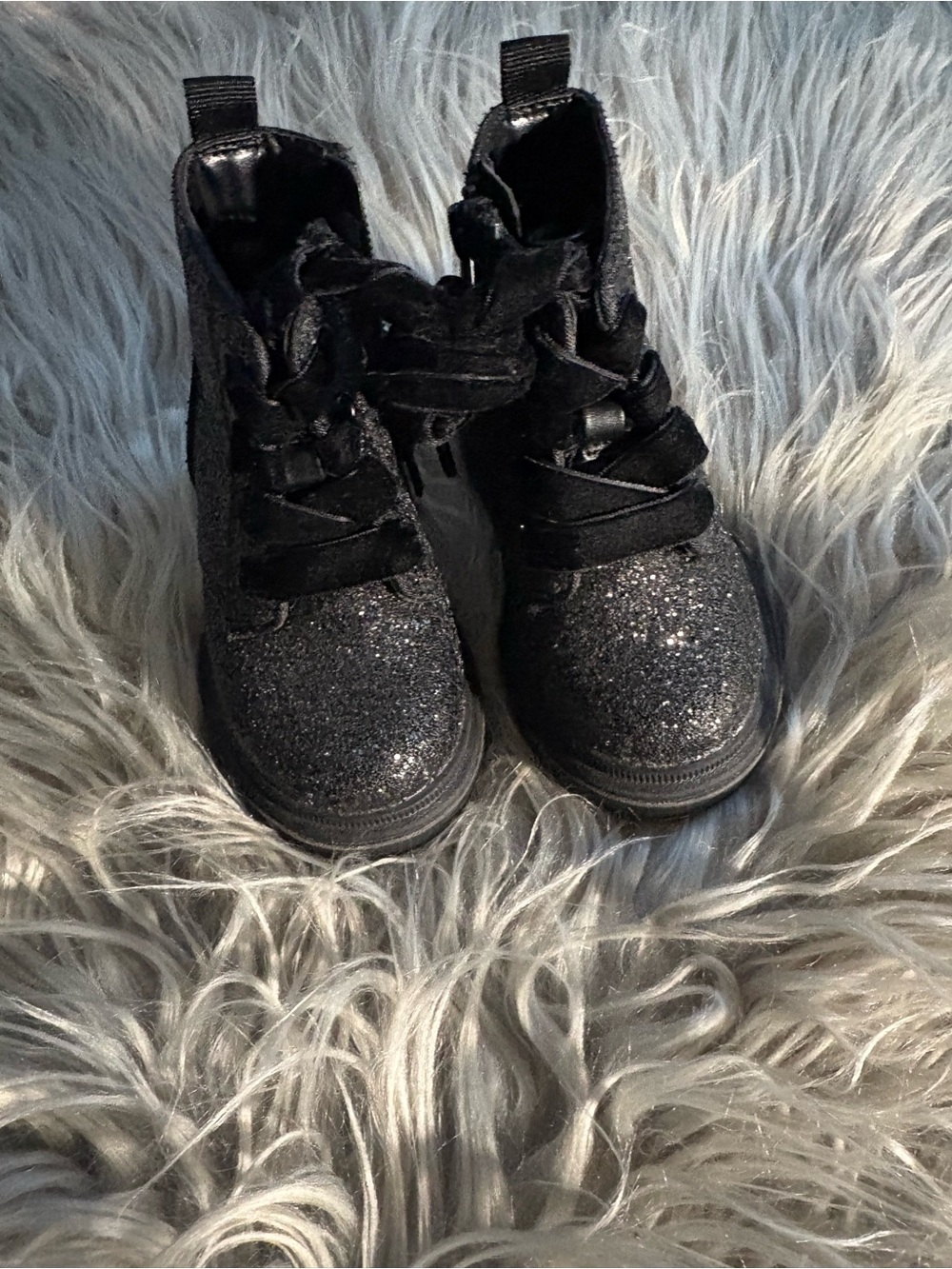 Cat & Jack Black Glitter Kids High-Top Boots